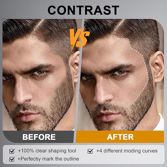 Ponhey 12Pcs Barber Pencil with 2 Sharpener 1 Sharpener Ruler Brush, White Magic Hairline Pencils for Lineup Beard Shaping Beard Guide Pen Barber Chalk for Beards Hair Makeup Design for Men