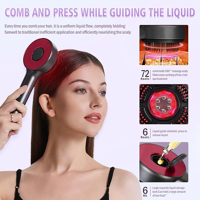Scalp Massager, 3-in-1 Hair Oil Applicator, Cordless Electric Massager, IPX7 Waterproof, Portable Scalp Brush for Hair Growth & Dandruff Removal, Salon Home & Travel Use, Grey