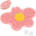 Upgrade Silicone Shower Foot Scrubber Mat & Silicone Bath Brush Set, Large Wall-Mounted Back Scrubber Back Washer to Clean, Exfoliate and Massage Without Bending(Pink+Soft Brush)
