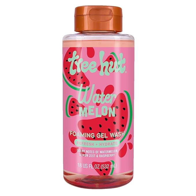 Tree Hut Watermelon Body Wash, Hydrating & Moisturizing Shower Gel with Shea Butter & Essential Oils, Soft Smooth Glowing Skin, Gentle Cleanser For All Skin Types, Self Care Gifts for Women, 18 Fl Oz