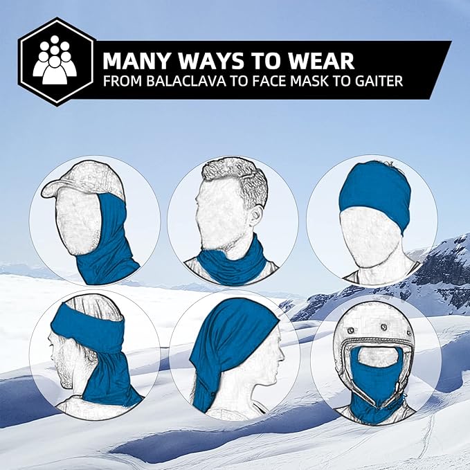ROCKBROS Cold Weather Balaclava Ski Mask for Men Windproof Thermal Winter Scarf Mask Women Neck Warmer Hood for Cycling (Blue)