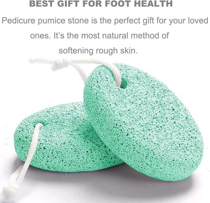 Natural Foot Pumice Stone for Feet, Borogo 2-Pack Lava Pedicure Tools Hard Skin Callus Remover for Feet and Hands -Green