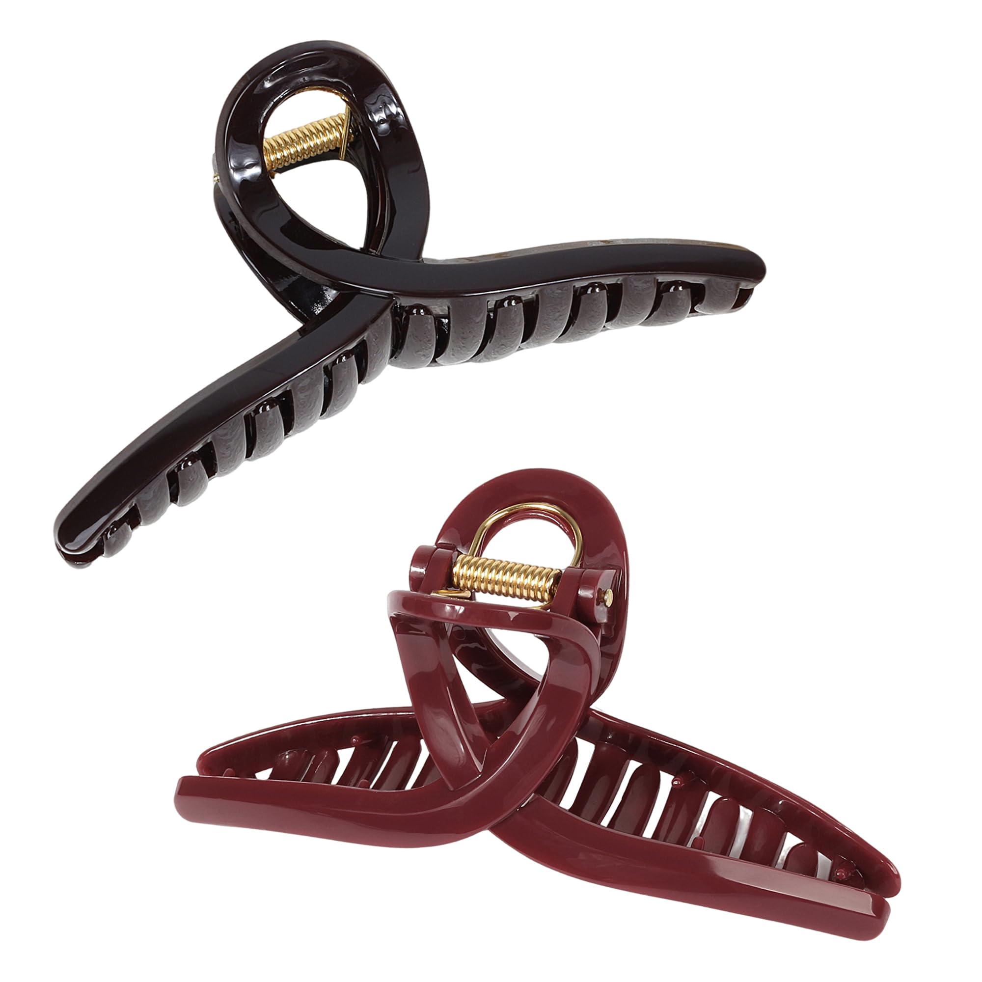 Big Butterfly Hair Claw Clips with Long Thick Hair Large 5.1" Acrylic Clips Hair Accessories for Women Girls Gifts 2 Pcs(Red&Chocolate)