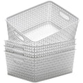 Eslite Plastic Storage Baskets for Organizing,11"X8.5"X4.7",Pack of 4 (White)