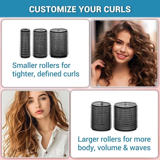 56 Pcs Hair Rollers Set for Blowout Look Long Hair, 30Pcs Rollers Hair Curlers in 5 Sizes with 24 Pcs Clips and Storage Bag for Long Medium Short Hair Volume