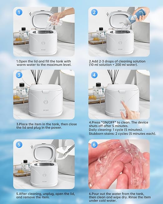 BCOM Ultrasonic Retainer Cleaner Machine, Denture Cleaner for Mouthguard