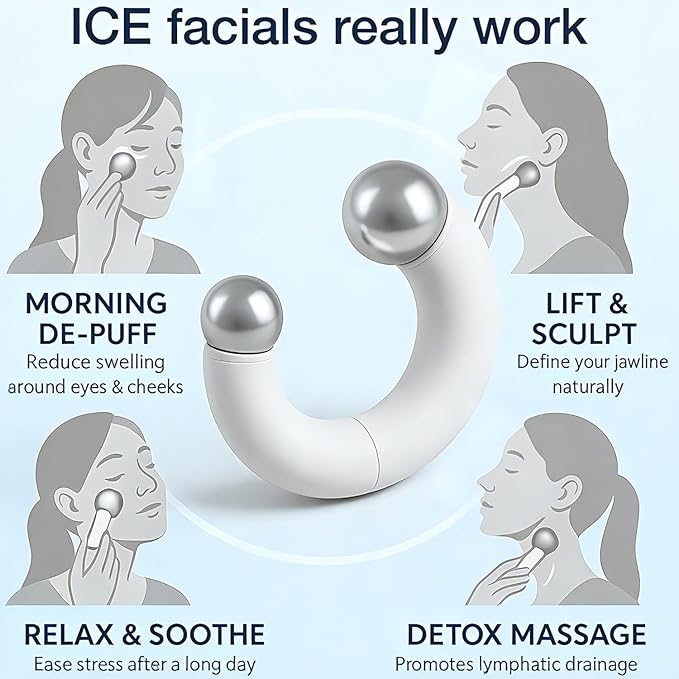 Daelala Ice Roller for Face and Eye, Magnetic Ice Globes for Wrinkles, Lifting, Depuff Face, Cold Facial Roller, Self Skin Care Cooling Items for Women