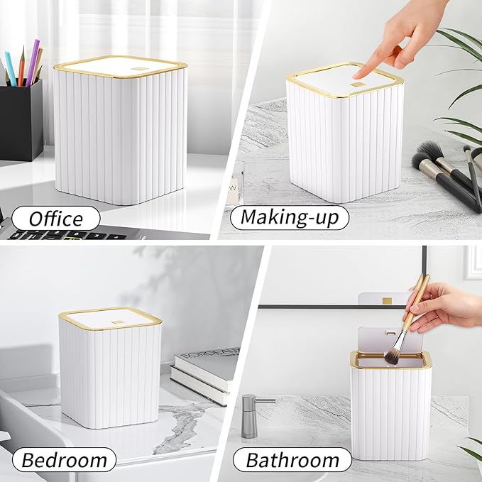 InnJoey Bathroom Accessory Set - Bathroom Set, 27PC Bathroom Accessories Set, White Bathroom Sets with Shower Curtain and Rugs, Mini Trash Can, Toilet Brush, Trash Can & Soap Dispenser