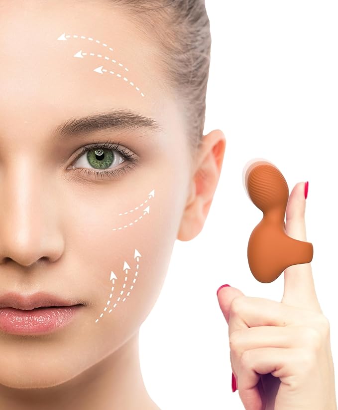 Fuigarry Multifunctional Silicone Waterproof Face & Eye Massage Tool, Portable Handheld Massager, Mini-Ring Powerful Eye, Jaw, Finger and Body Massager, Relieves Facial Muscle Fatigue and Pain - Blue