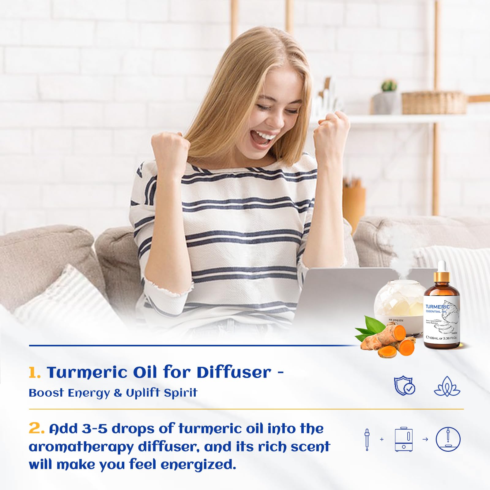 HIQILI Turmeric Oil for Face, Skin Care & Aromatherapy