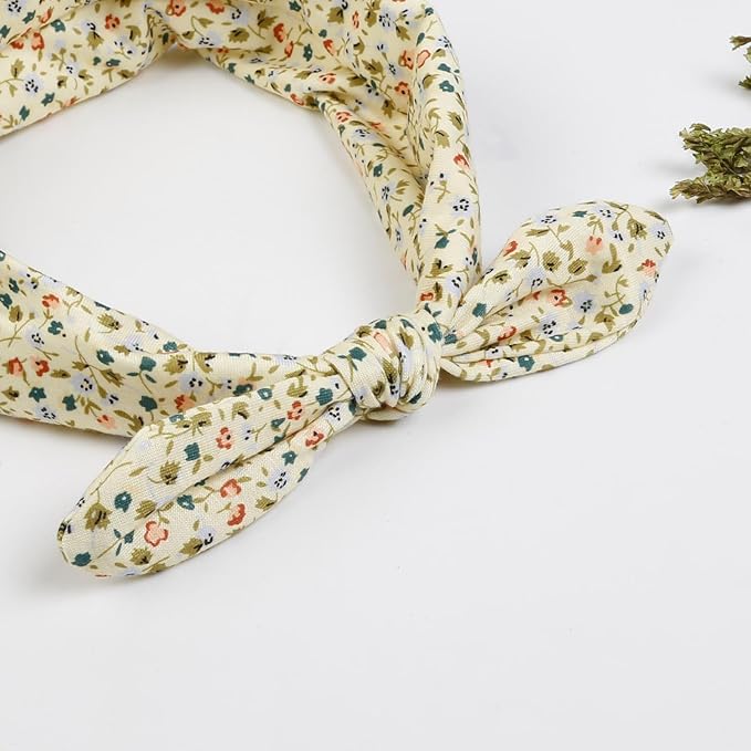 12 Pack Wild Floral Bow Headbands for Women Elastic Headwraps Hair Band Yoga Running Sports Knotted Headband Stretchy Rabbit Ears Turban Fashion Sport Cute Hair Accessories（Elastic Floral Hairbands）