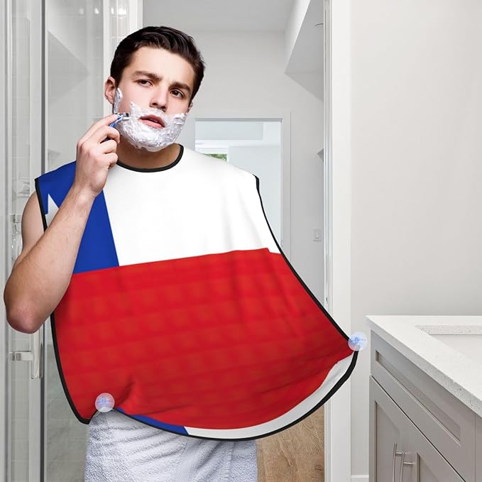 YQxwJL Flag Of Chile Print Beard Bib Shaving Apron, Beard Hair Trimming Cape Gift For Dad