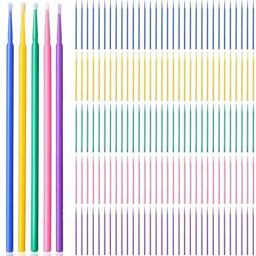 Cindeer 500 Pcs 3 Size Sewing Machine Cleaning Swabs Micro Applicator Brushes Disposable Clean Brushes Micro Swab Pointed Tips Multi Colored Lab Swabs for Cleaning Paint Sewing Machine