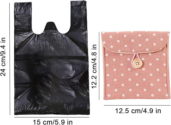 Hipruict Sanitary Napkin Bags, 200 Pcs Personal Disposal Bags for Women, 2 Sanitary Napkin Storage Bags, Trash Bags with Handle for Feminine Hygiene Product - Black