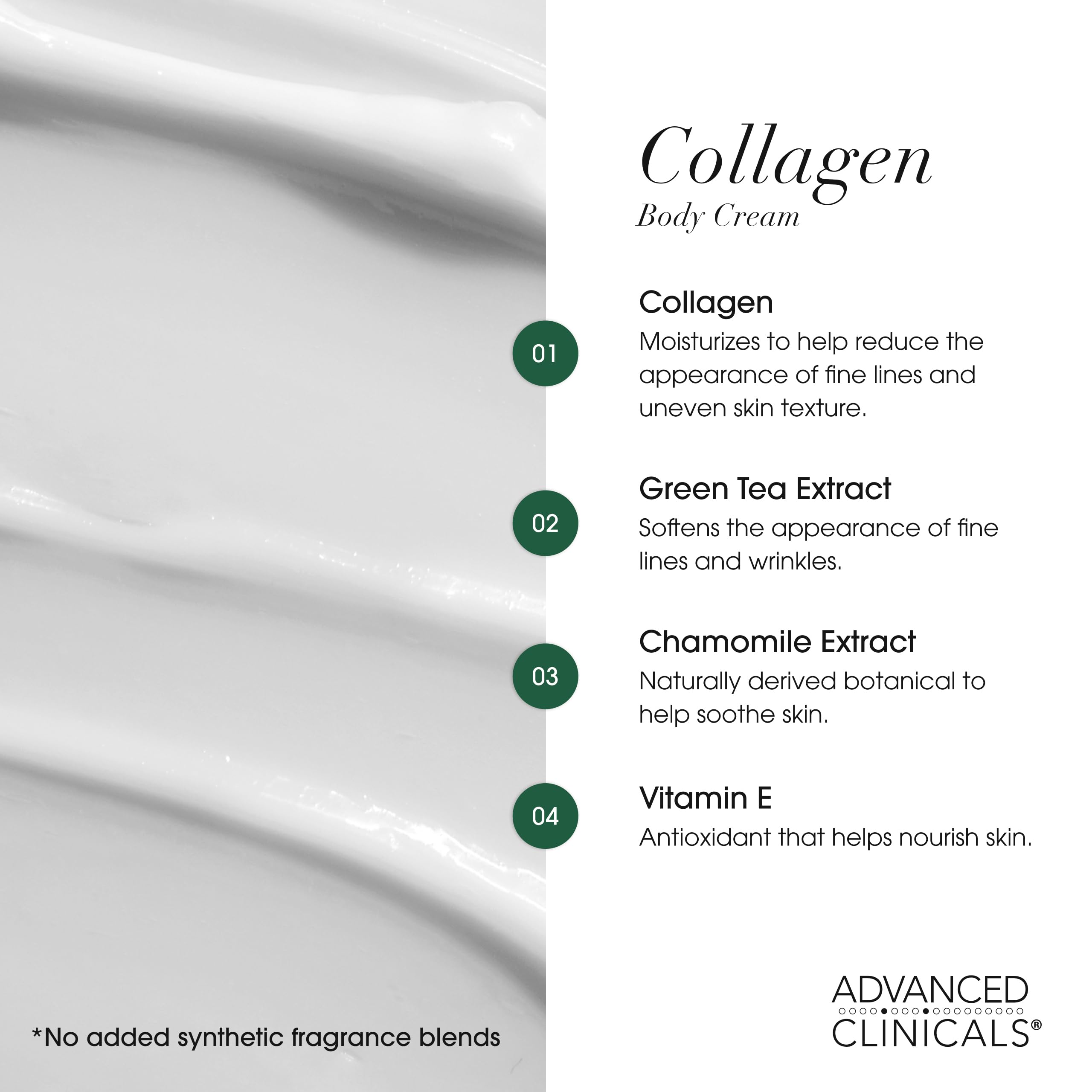 Advanced Clinicals Unscented Collagen Body Cream & Face Moisturizer + Green Coffee Bean Oil Thermo - Firming Body Cream For Women & Men Helps Reduce Appearance Of Cellulite Prone Skin & Dry Skin, 2pc