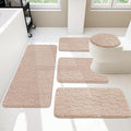 YIHOUSE Bathroom Rugs Mat Set, Memory Foam Bath Mat 5 Piece Khaki