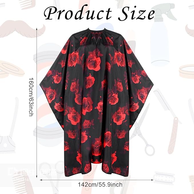 AOZUO Hair Cutting Cape, Hairdresser Apron Salon Cape with Adjustable Elastic Hooks Floral Pattern Barber Cape for Hair Stylist Hair Dye (Red)