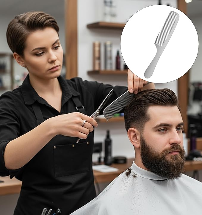 Metal Comb Set, 3Pcs Stainless Steel Fine Tooth Comb Thin Combs for Beard & Hair Care, Professional Barber Combs Set Unbreakable Teeth Design Anti-Static Heat Resistant, Suitable for Men Women
