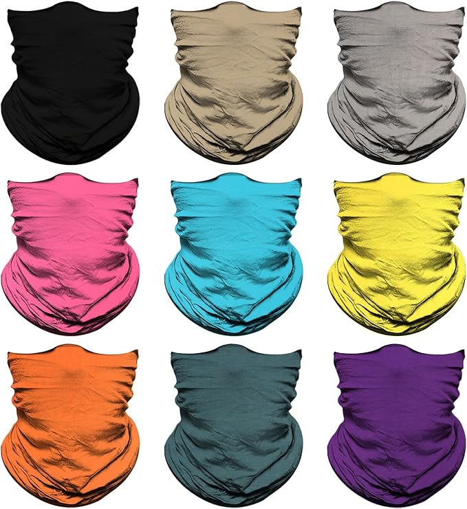 Venswell Neck Gaiter Mask for Men Women, Seamless Bandana Rave Face Cover, Magic Face Scarf, Balaclava,Headband, Headwrap, Headwear (B-Different Solid)