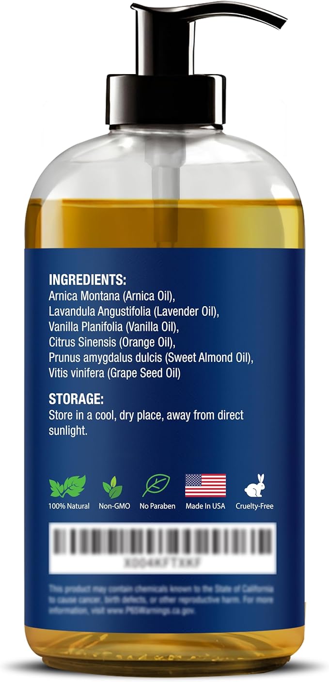 Lymphatic Massage Oil for Massage Therapy & Gua Sha with Arnica 8 fl oz