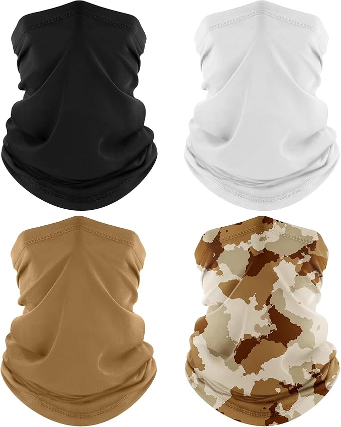 ROXUN Neck Gaiter, 4 Pack Summer Cooling Breathable Face Mask for Outdoors
