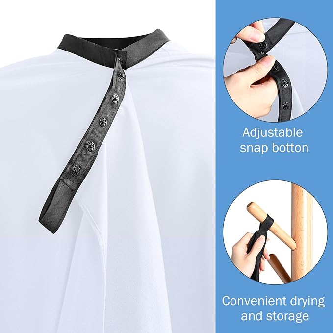 Wesiti Pcs Barber Cape 64 x 56'' Large Waterproof Hair Cutting Salon Cape Adjustable Snaps for Hair Dye Salon Stylist Supplies(White,12)