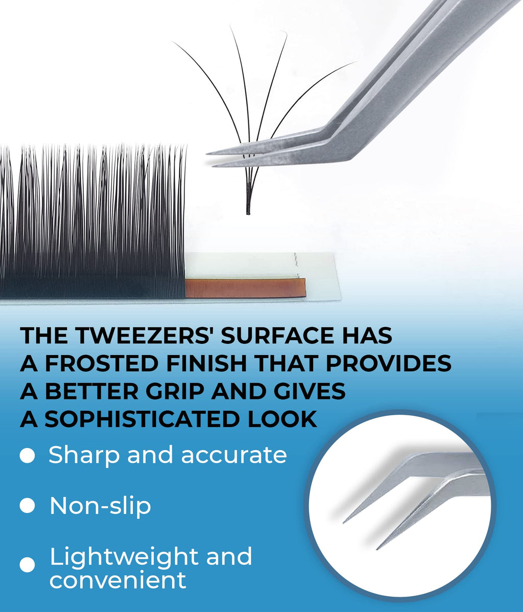 Stacy Lash STL-12 Curved Eyelash Extension Tweezers/Precision Tools for Classic & Volume Extensions & Premade Fans/Supplies for False Lashes Application/Beauty Accessories/Eyelashes Tool Applicator