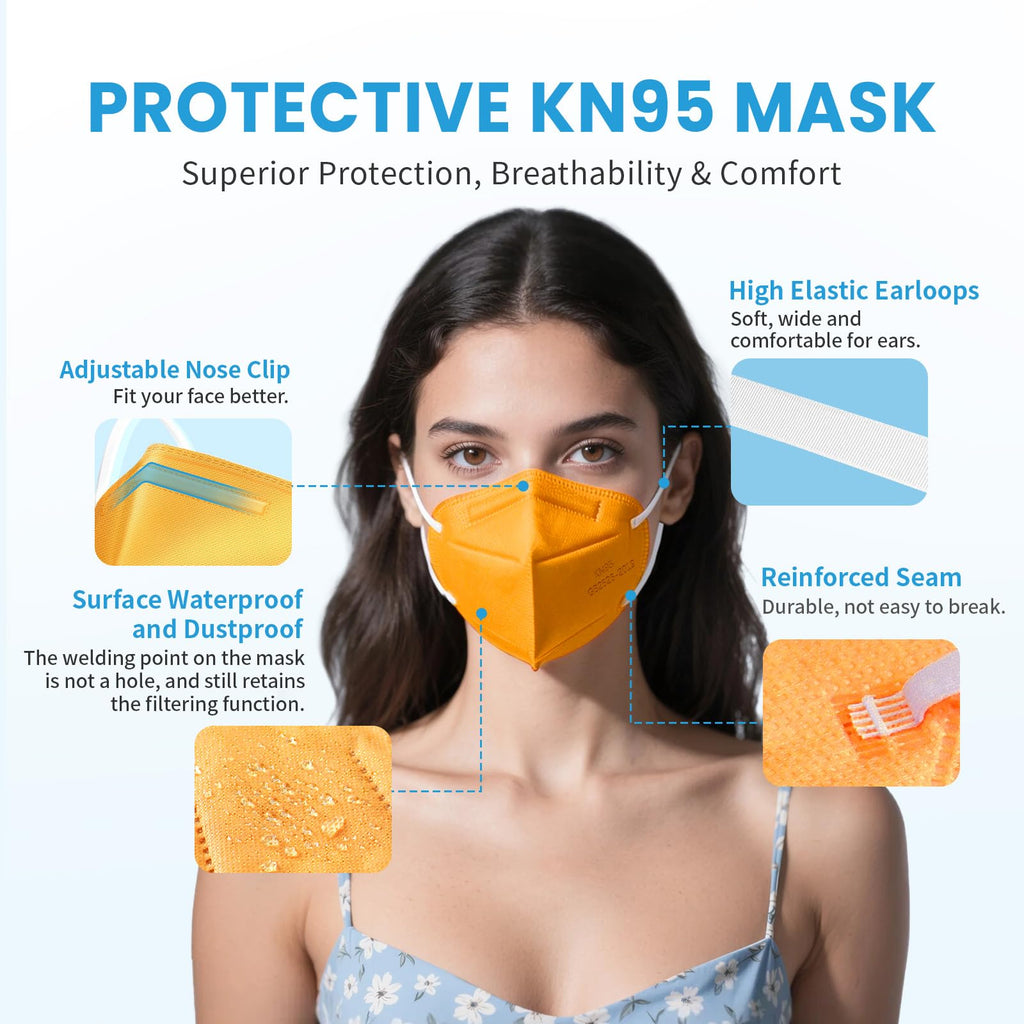 akgk KN95 Face Mask 50 PCS, Breathable Protection Masks, 5-Ply KN95 Masks, Cup Dust Safety Masks