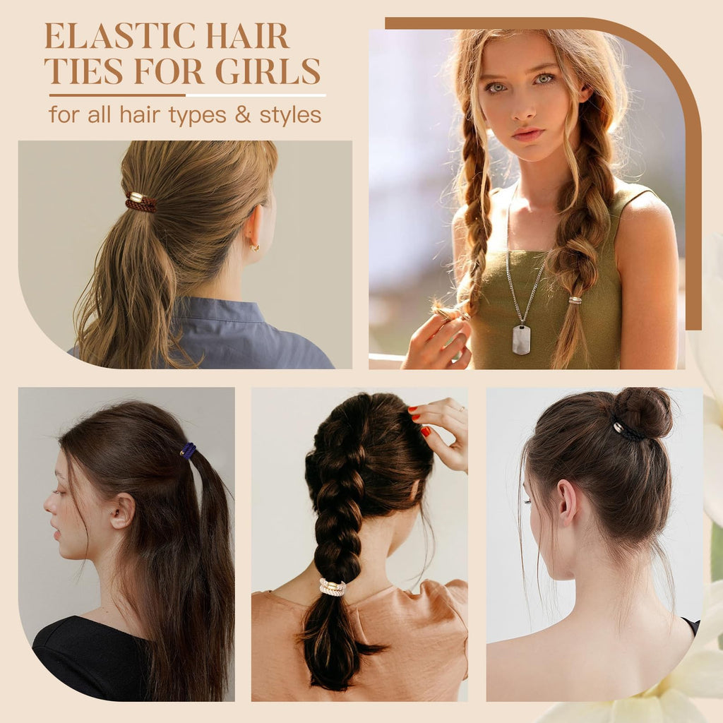 FORENEE 10Pcs Braided Hair Ties for Thick Hair - Classic Dinner