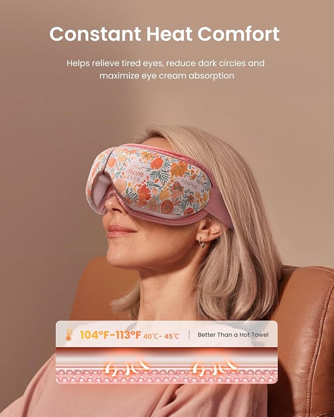 RENPHO Eyeris 1 Eye Massager with Heat, Perfect Relaxation & Birthday Gifts for Women, Wife, Mom, Massaging Eye Mask for Eye Care, Dry Eyes & Head Tension