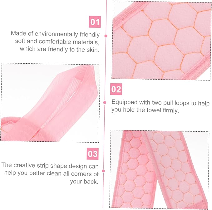 CANIGHT 2pcs Bath Scrubber Set Exfoliating Back Strap Glove for Smooth Skin Body Cleaning Tool for Shower Use Easy to Store Hang to Dry