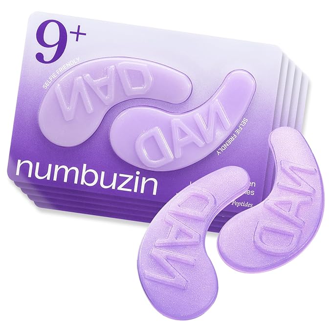 numbuzin No.9 Eye Patches, NAD+ Collagen Jelly Eye Masks with Peptides, Caffeine & Niacinamide, Cooling Under Eye Patches for Puffy Eyes & Eyebags, Skin Hydrated in Summer, 5 Pairs (10 Patches)