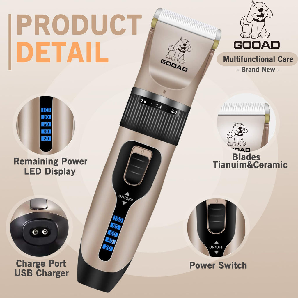 Gooad Dog Clippers Grooming Kit and Trimmer for Small and Large Dogs Cats