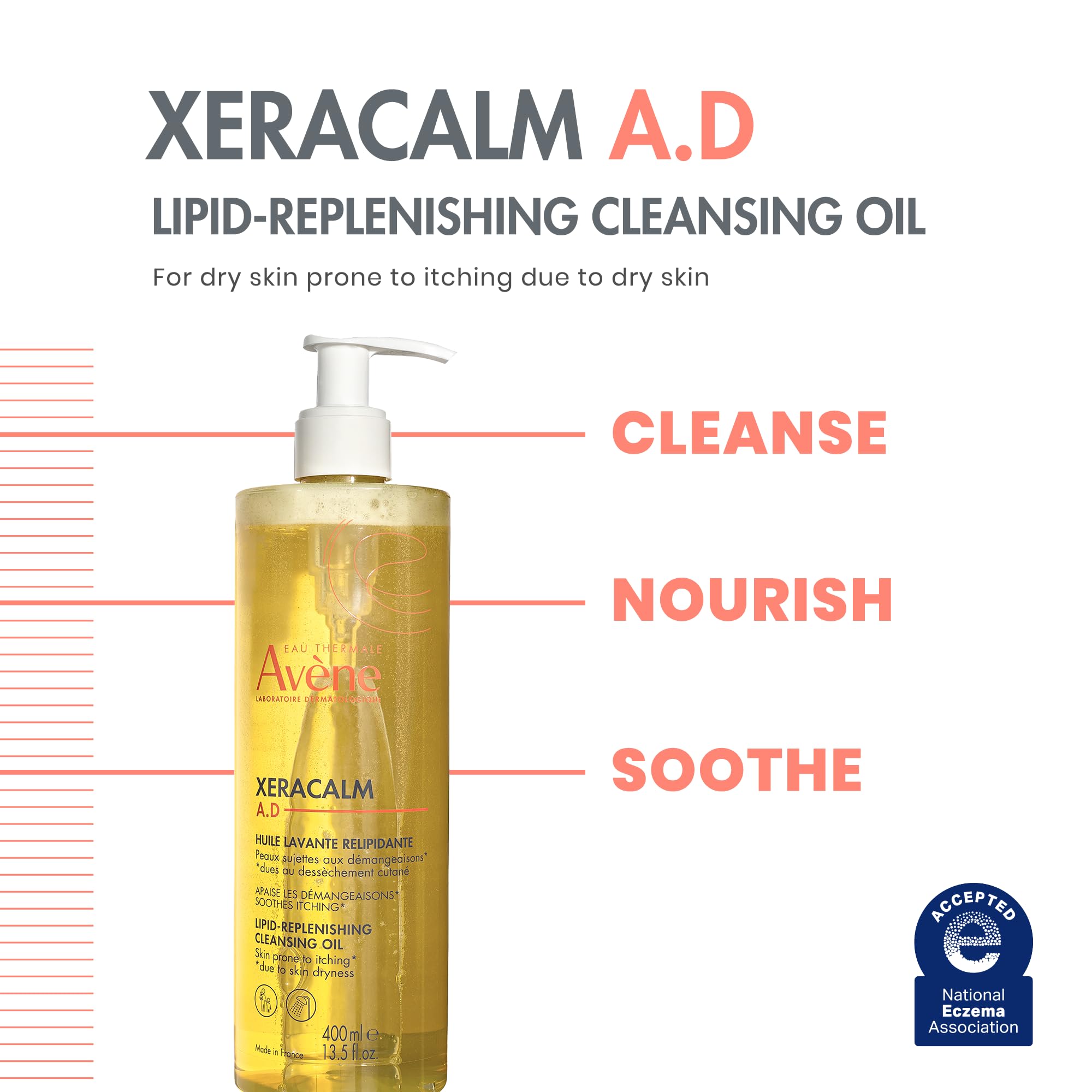 Avène XeraCalm A.D Lipid-Replenishing Cleansing Oil, 25.3 oz