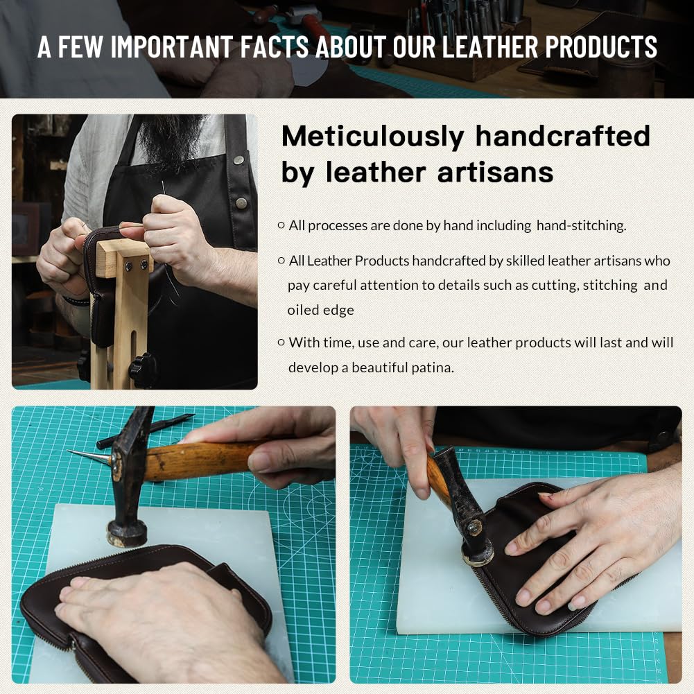 CONTACTS Full Grain Leather Manicure Set Case Travel Nail Clipper Pouch Empty for Men Personal Tools Pouch by Handmade (Case Only)