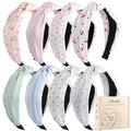 obeoby 8Pcs Floral Headbands for Keep Your Hairstyle, Trendy Knotted Headband for Spring Summer Outfit Non Slip Gifts for Granddaughter