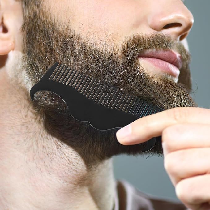 CLISPEED Men’s Beard Shaping Tool Stainless Steel Mustache Comb Set Beard Trimmer Guide Precise Facial Hair Grooming