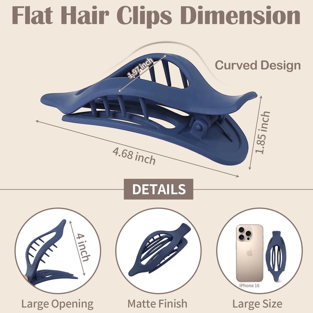 8 Pack French Flat Hair Clips, Non-Slip Large Hair Clips for Women, Matte Neutral Flat Hair Claws for Thick Thin Hair