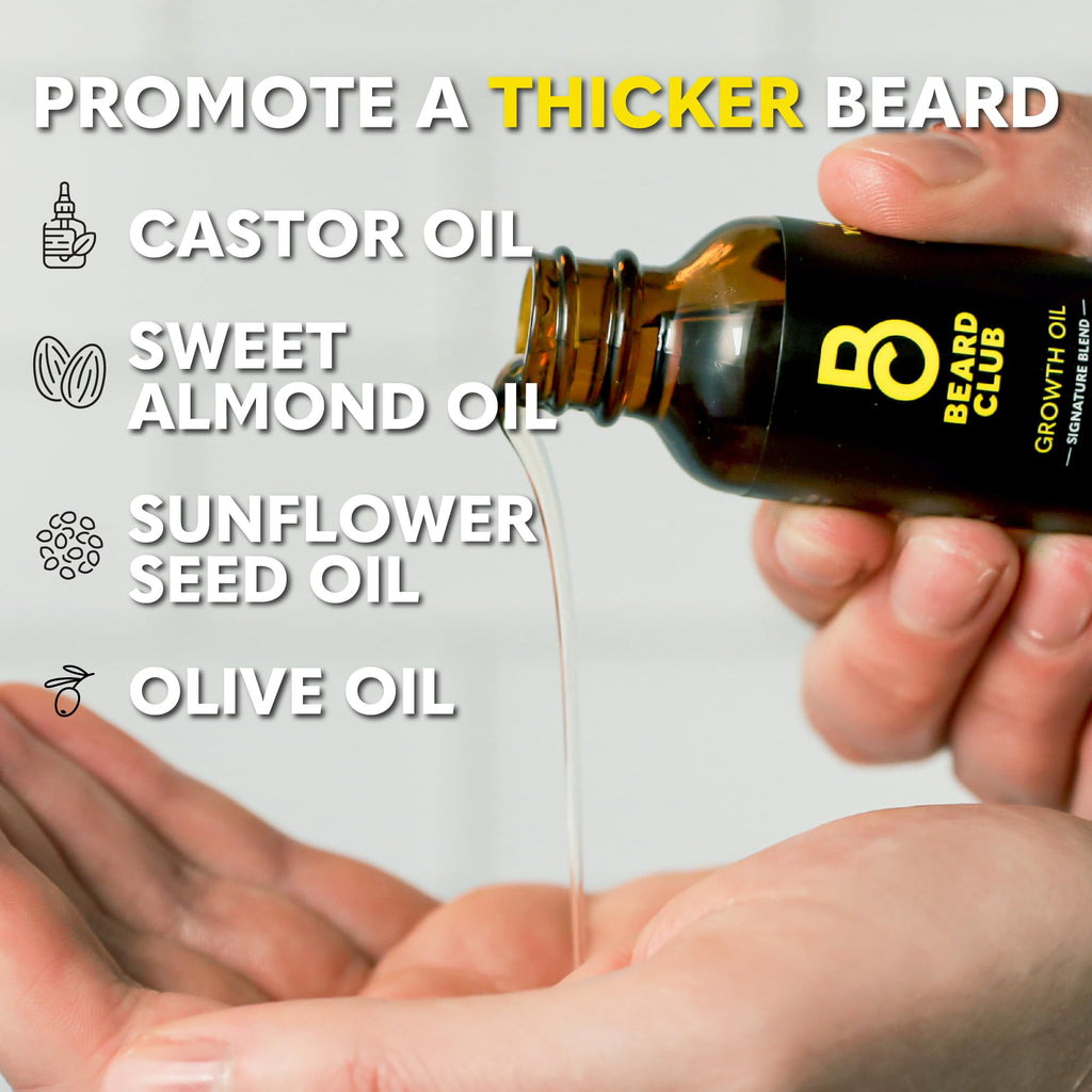 The Beard Club - Beard Growth Oil with Natural Castor & Avocado to Grow Thicker, Fuller Facial Hair, Fill in Patches and Stimulate Healthier Facial Hair Growth