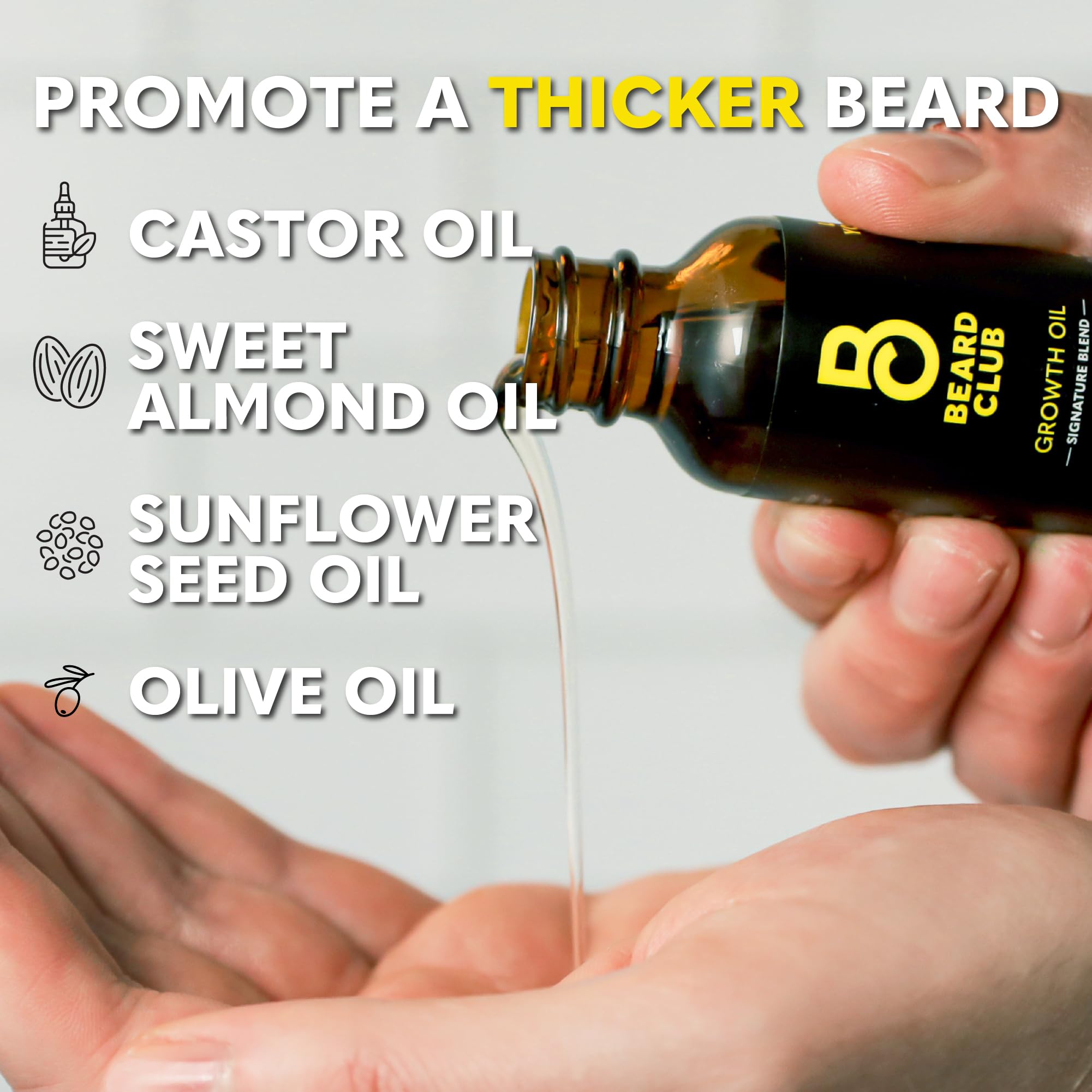 The Beard Club - Beard Growth Oil with Natural Castor & Avocado to Grow Thicker, Fuller Facial Hair, Fill in Patches and Stimulate Healthier Facial Hair Growth