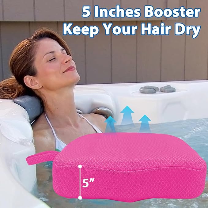 AEROiVi Hot Tub Booster Seat for Adults 5in Thick Weighted Quick Sink Pink