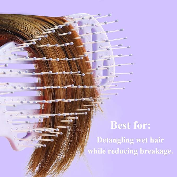 START MAKERS Hair Brush, Professional Vented Detangling Brush for Wet & Dry Curly Thick Straight Hair, Women Men Wide Paddle Brush Curved Detangler Hairbrush Lavender Purple
