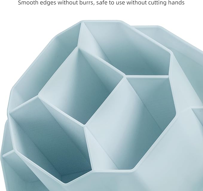 TNDCKP 360° Rotating Makeup Brush Holder Organizer with 9 Slots, Makeup Organizers Countertop, Makeup organization and Skincare Storage for Vanity, Desktop, Bathroom (BLUE)