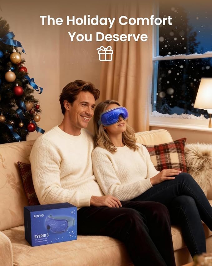 RENPHO Eye Massager with Heat and Cooling Voice Control, Birthday Gifts for Women Men, FSA Eligible HSA, Massaging Eye Mask for Dry Eyes, Head Tension and Stress Relief - Eyeris 3