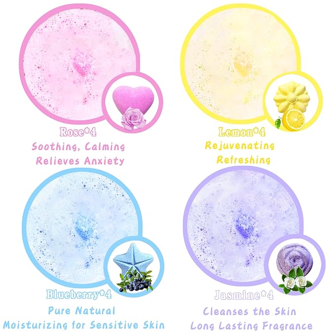 Lanwexy Bath Bombs, 32 Pack Foot Soak with Bath Salt and Tea Tree Oil. Organic Natural Handmade Aroma Pure Essential Oil Bubble Balls for Callus, Dry Cracked, Stubborn Odor