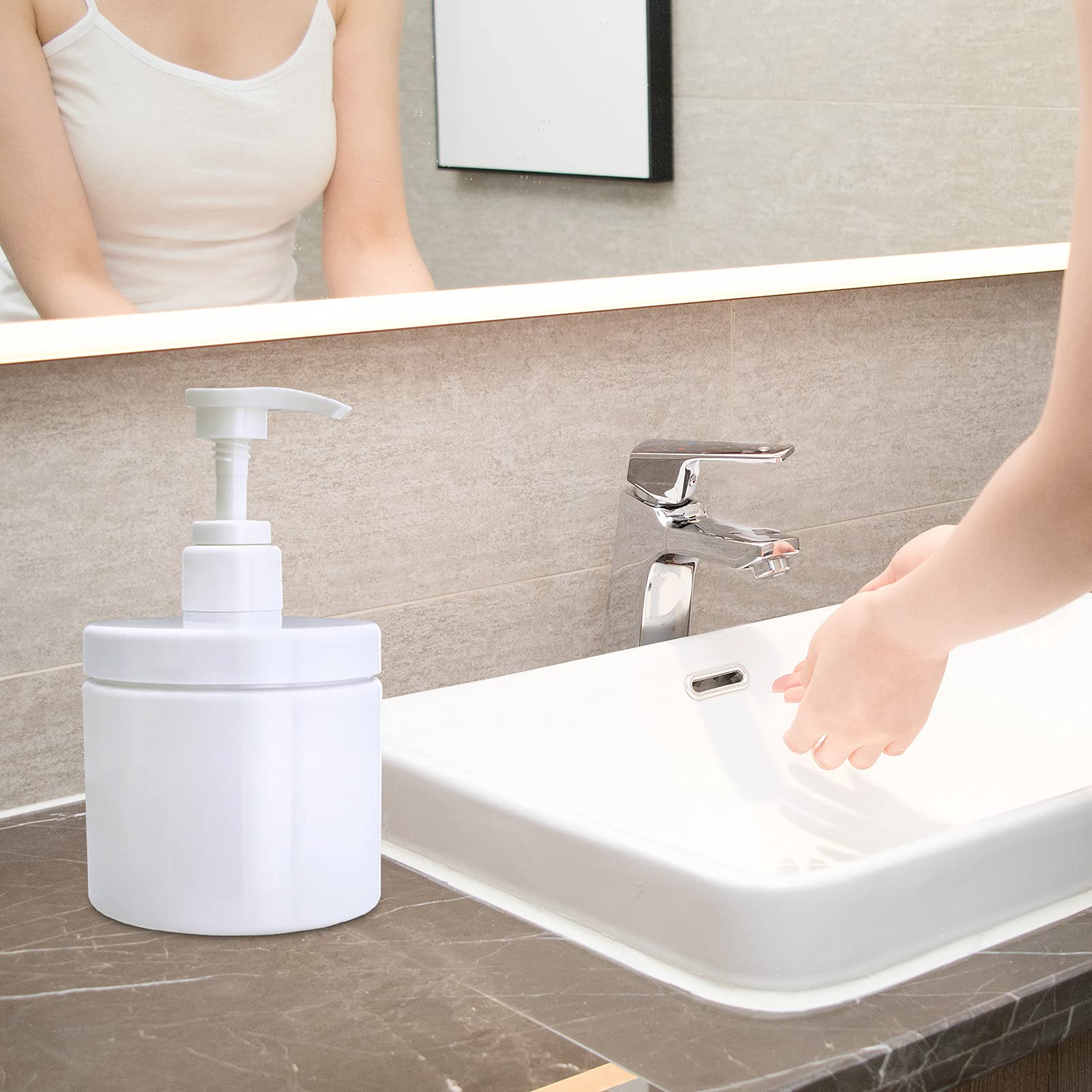 Cosywell 2PCS 500ml Pump Bottle Dispenser White Plastic Pump Bottles
