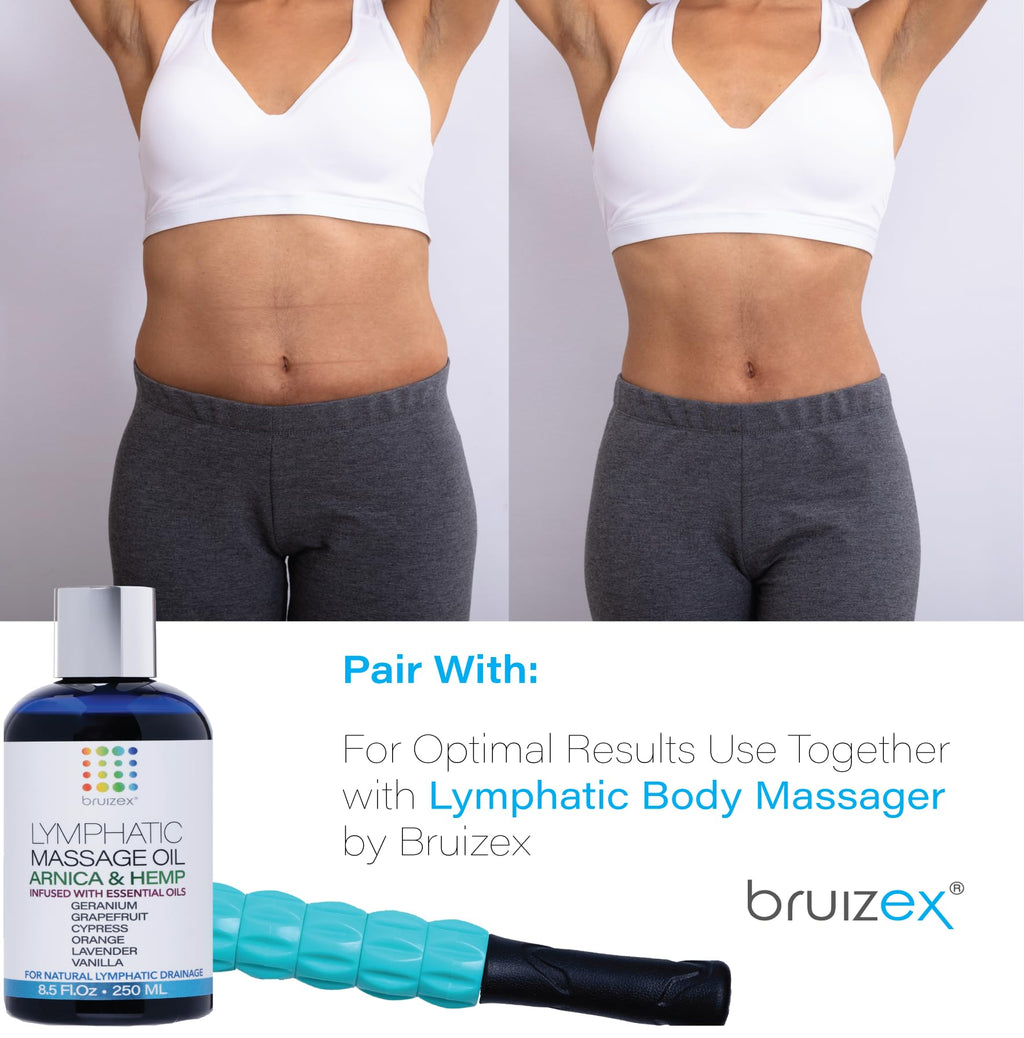 Bruizex Lymphatic Drainage Massage Oil with Arnica & Hemp Seed Oil for After Care Routine & Lymphatic Drainage Massager, Liposuction, 360 Lipo, BBL, Tummy Tuck Procedure, Calming Formula - 8.5 Oz