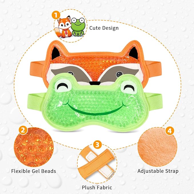 CONBELLA 2PCS Cooling Eye Mask Gel Eye Mask, Reusable Hot Cold Therapy Cold Eye Mask for Post Surgery, Puffiness, Dark Circles, Eye Bags, Dry Eyes, color:Orange Green，number_of_items:2