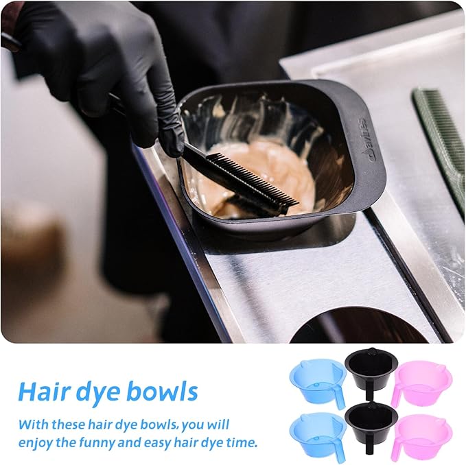 LALAFINA Hair Dye Bowls Set of 6 Transparent Salon Hair Color Mixing Bowls with Measurement Scales for Precise Dye Application and Highlighting 6.10X5.11X2.63In