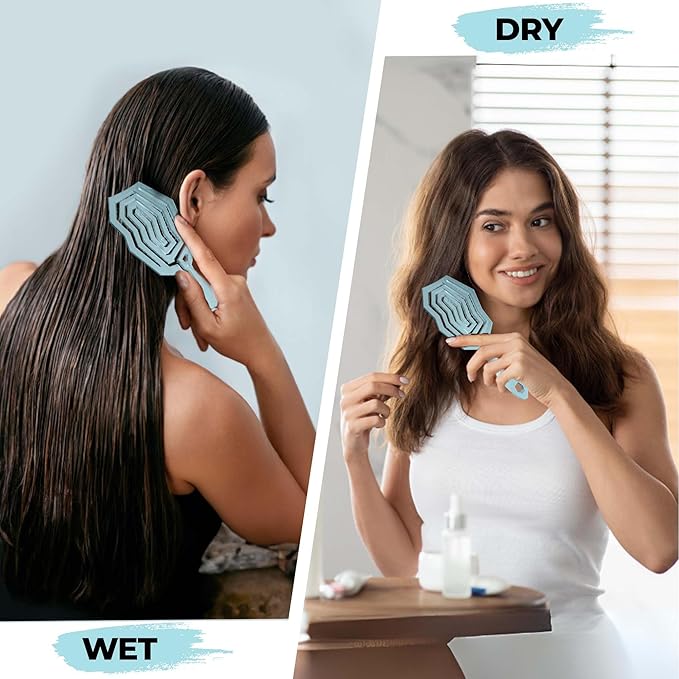 Detangler Brush for Women, Men & Kids - Anti-Static Hair Brush - Vented with 360 Flex Gently Removes Knots, Dry & Wet Use for Thick, Fine, Natural & Curly Hair
